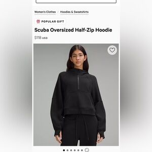 Lululemon Scuba Half Zip Hoody Black size XS/S.